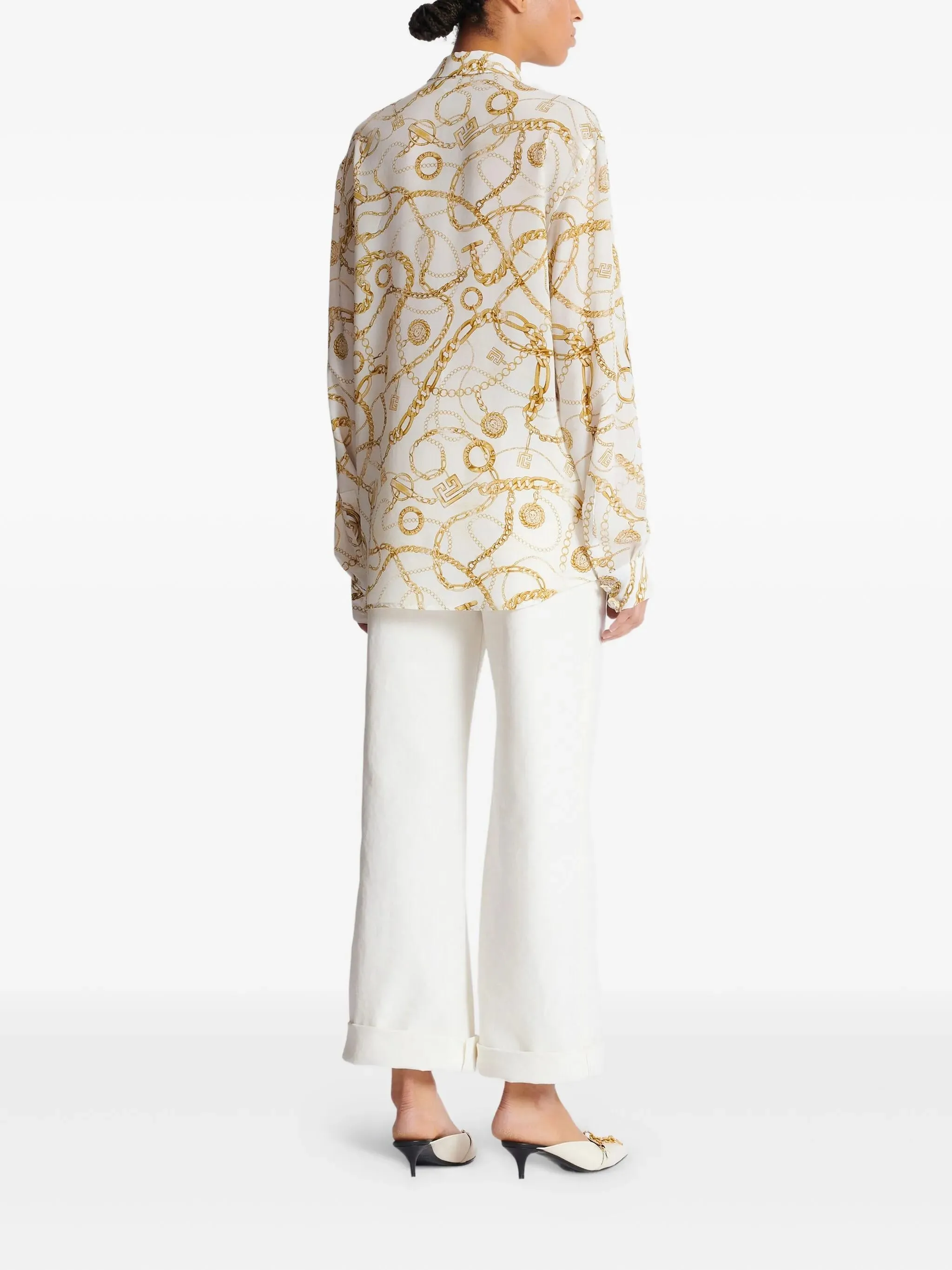 WHITE PURE SILK SHIRT sold by Lord & Taylor product image thumbnail 4