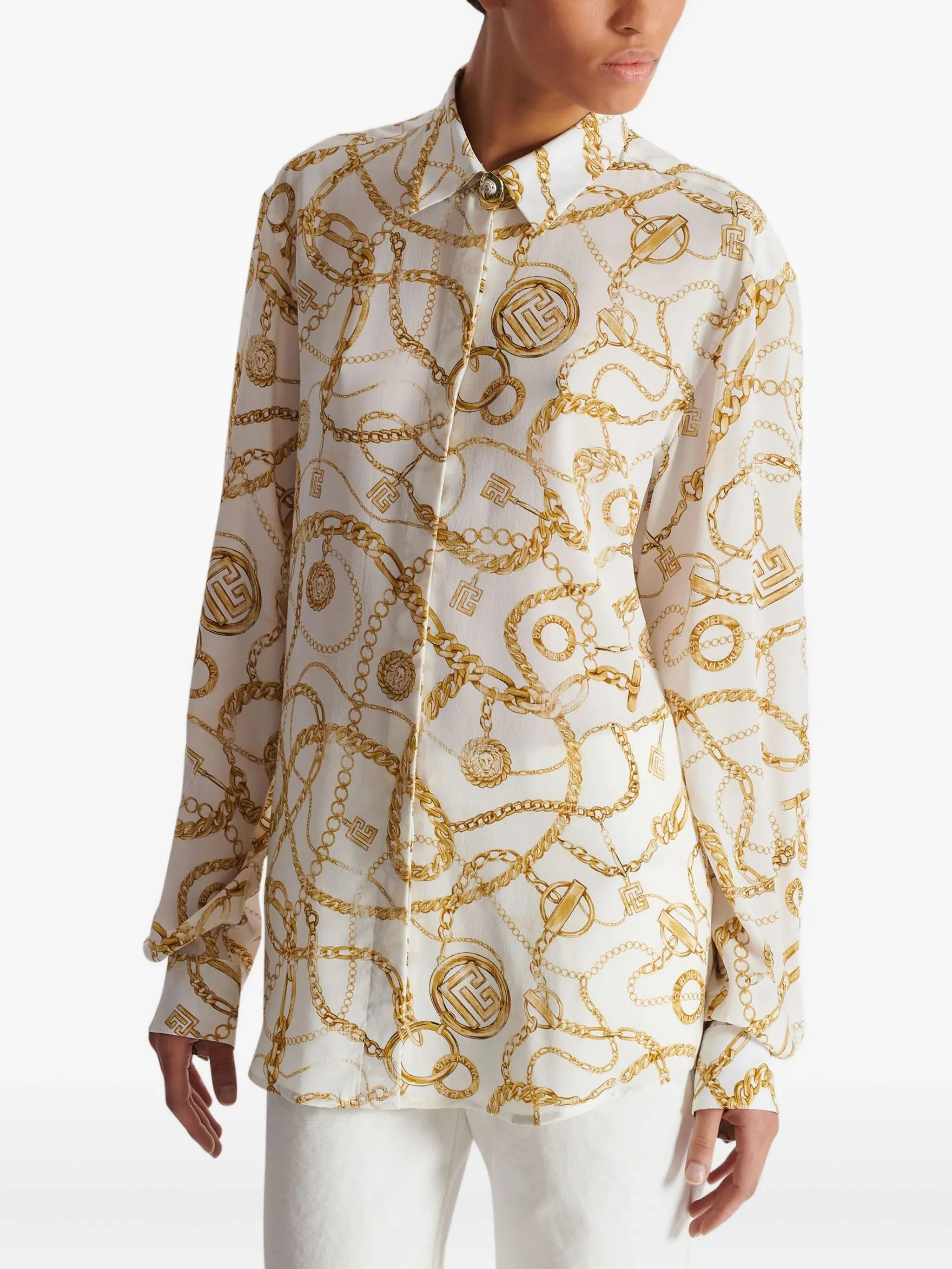 WHITE PURE SILK SHIRT sold by Lord & Taylor product image thumbnail 5