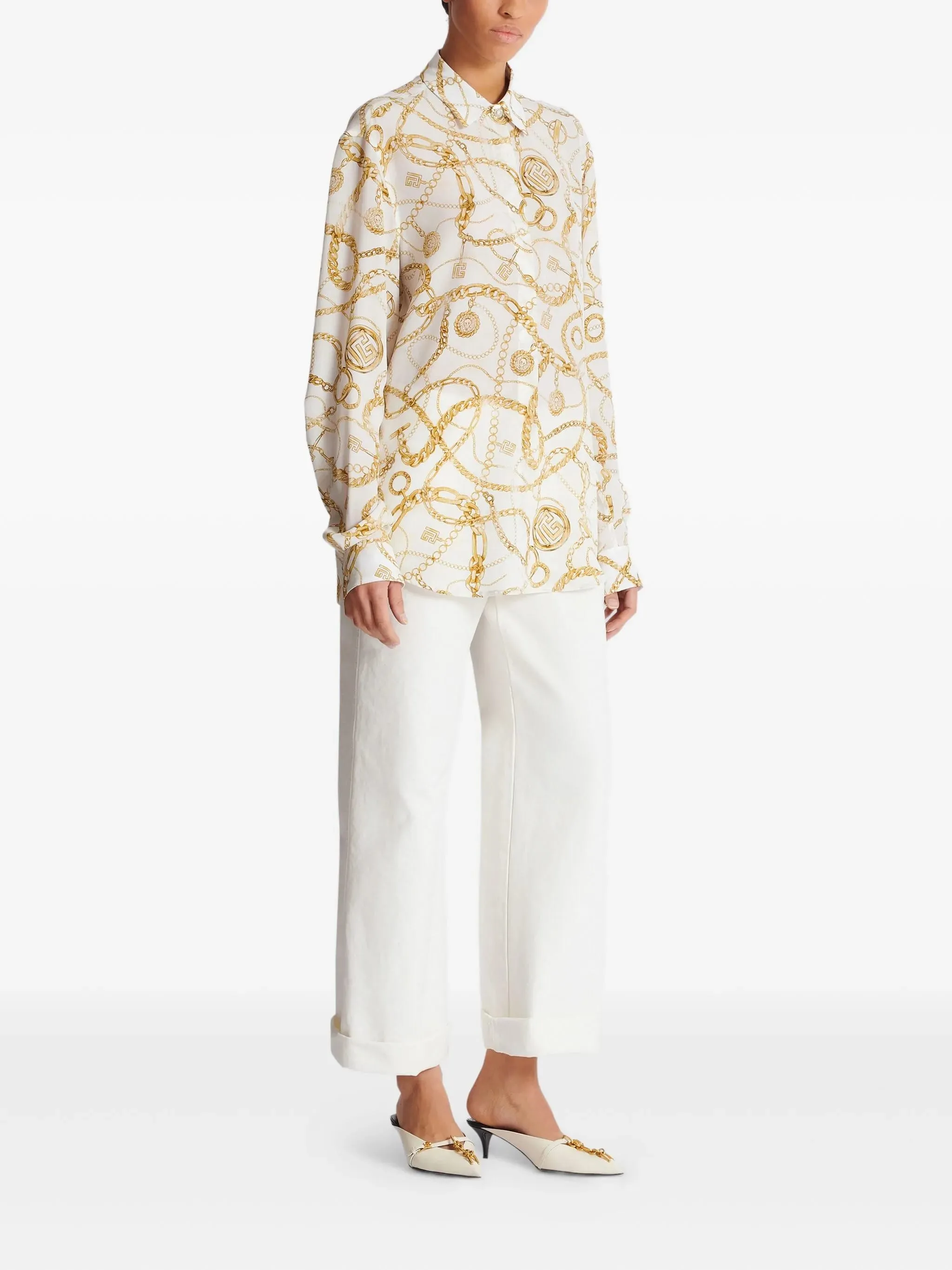 WHITE PURE SILK SHIRT sold by Lord & Taylor product image thumbnail 3