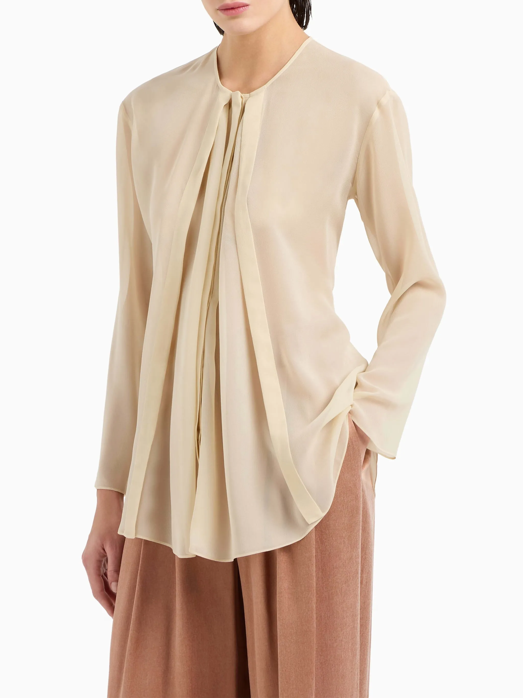 NUDE SILK GEORGETTE SHIRT sold by Lord & Taylor product image thumbnail 2
