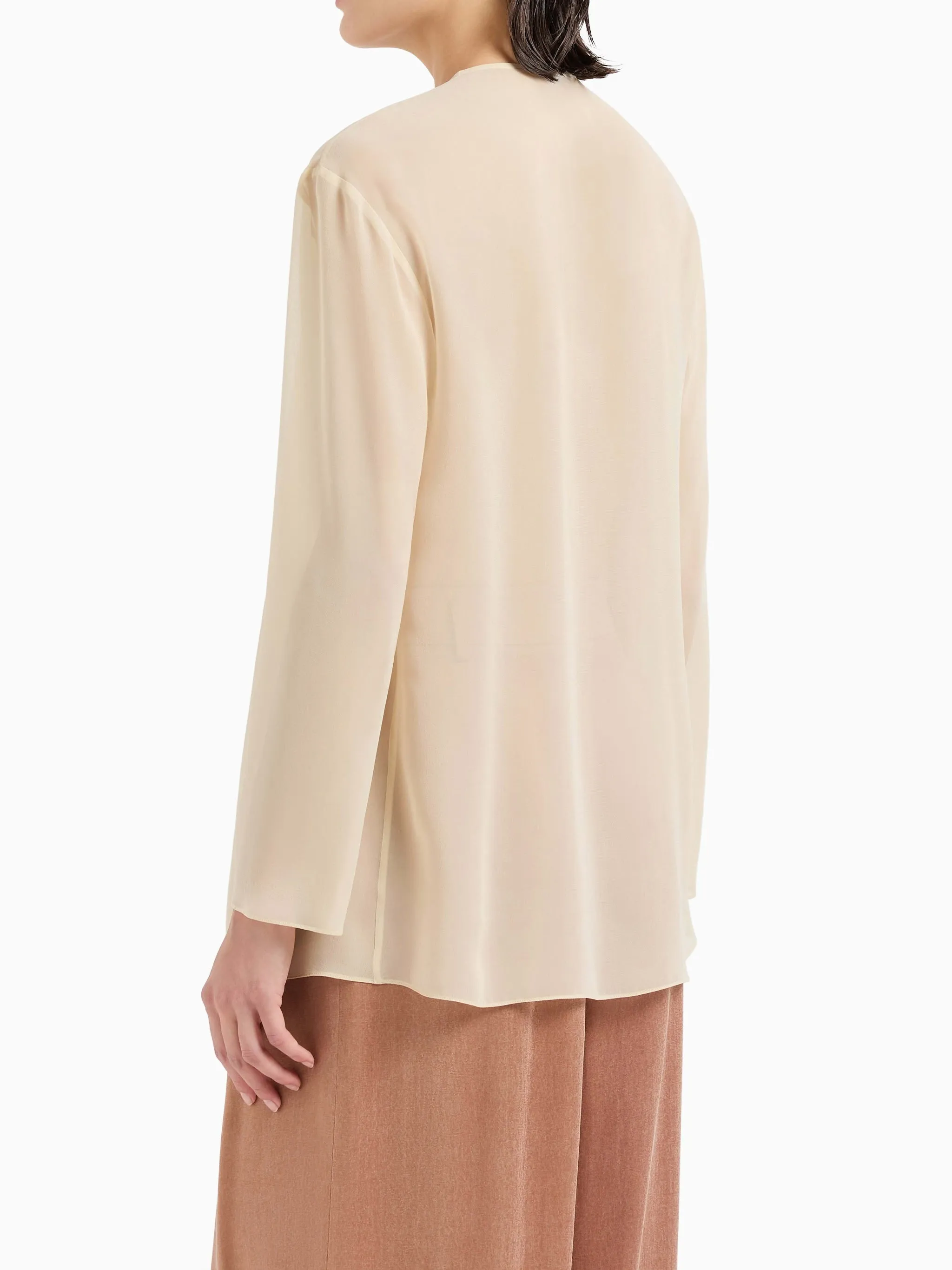 NUDE SILK GEORGETTE SHIRT sold by Lord & Taylor product image thumbnail 3