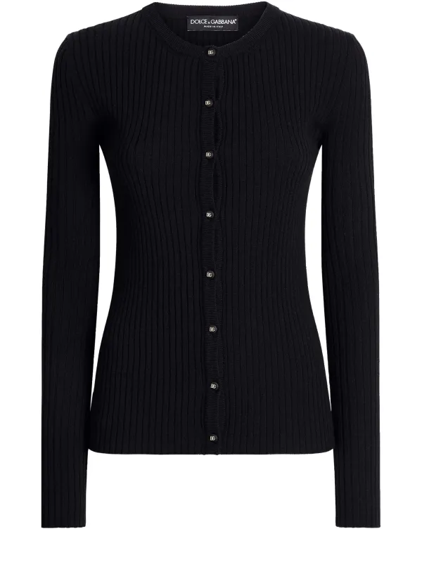 BLACK RIBBED KNIT CARDIGAN sold by Lord & Taylor