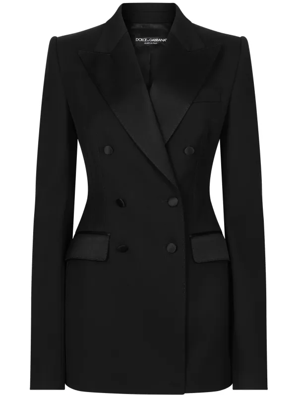 BLACK DOUBLE-BREASTED WOOL BLAZER sold by Lord & Taylor