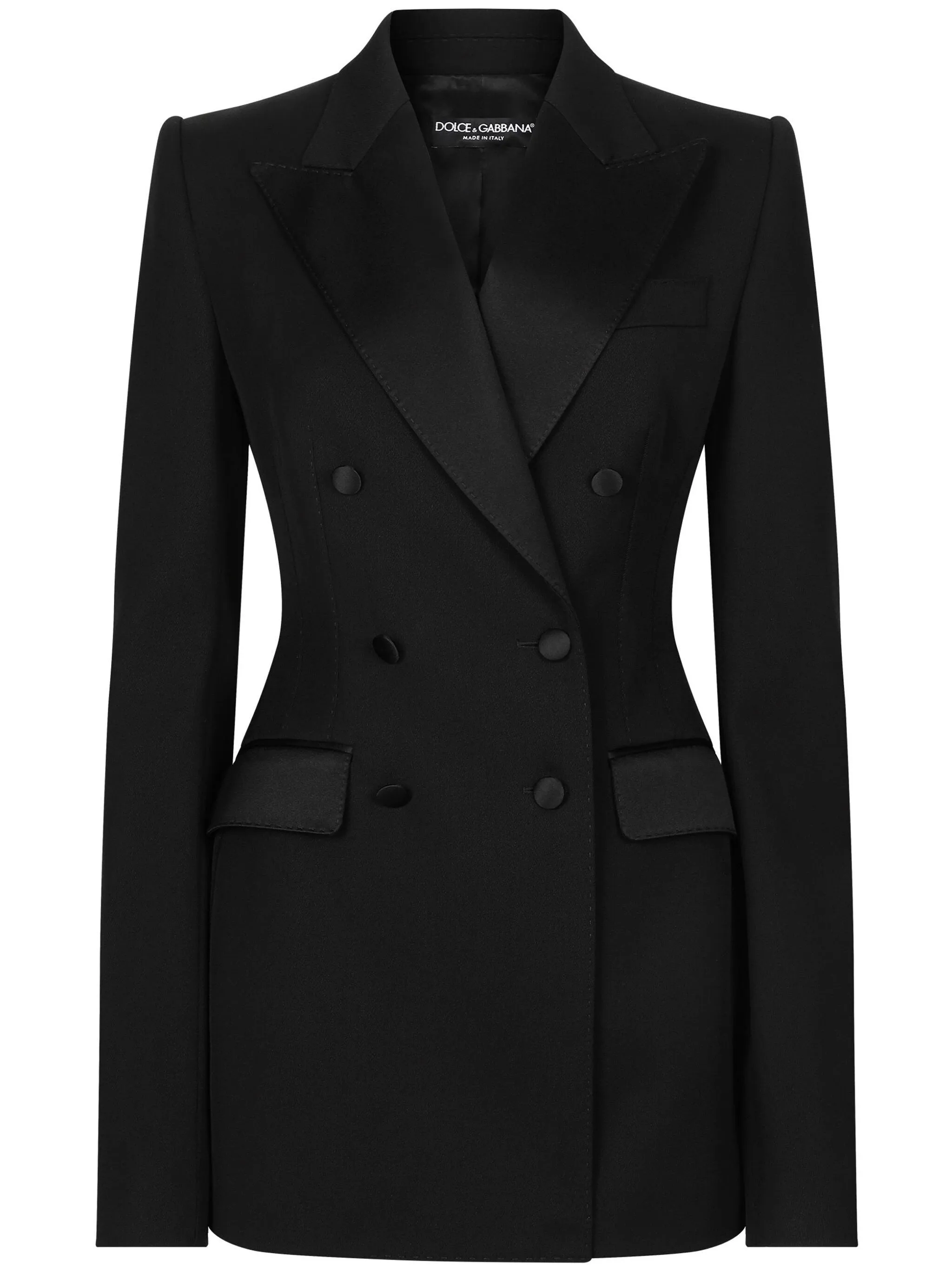 BLACK DOUBLE-BREASTED WOOL BLAZER sold by Lord & Taylor