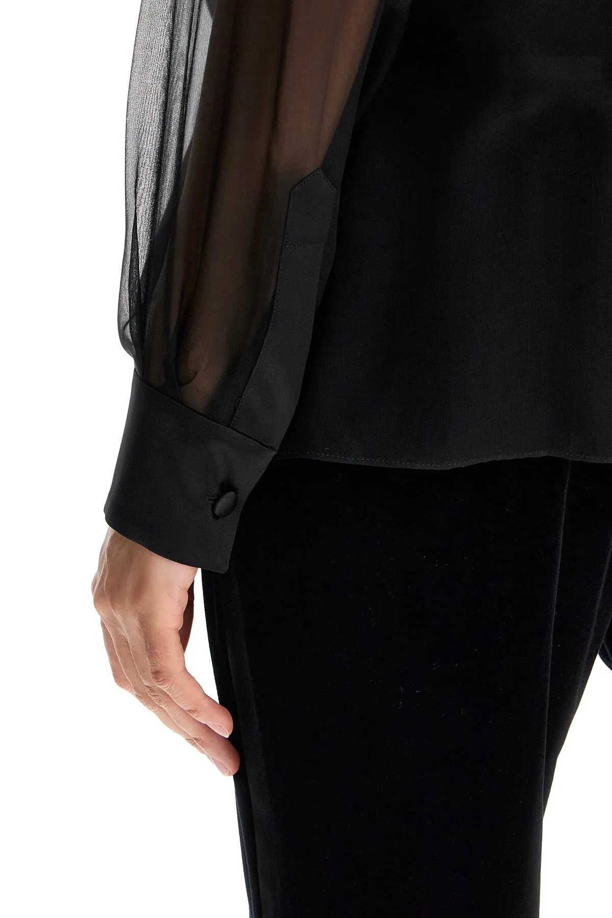 BLACK SILK SHIRT sold by Lord & Taylor product image thumbnail 4