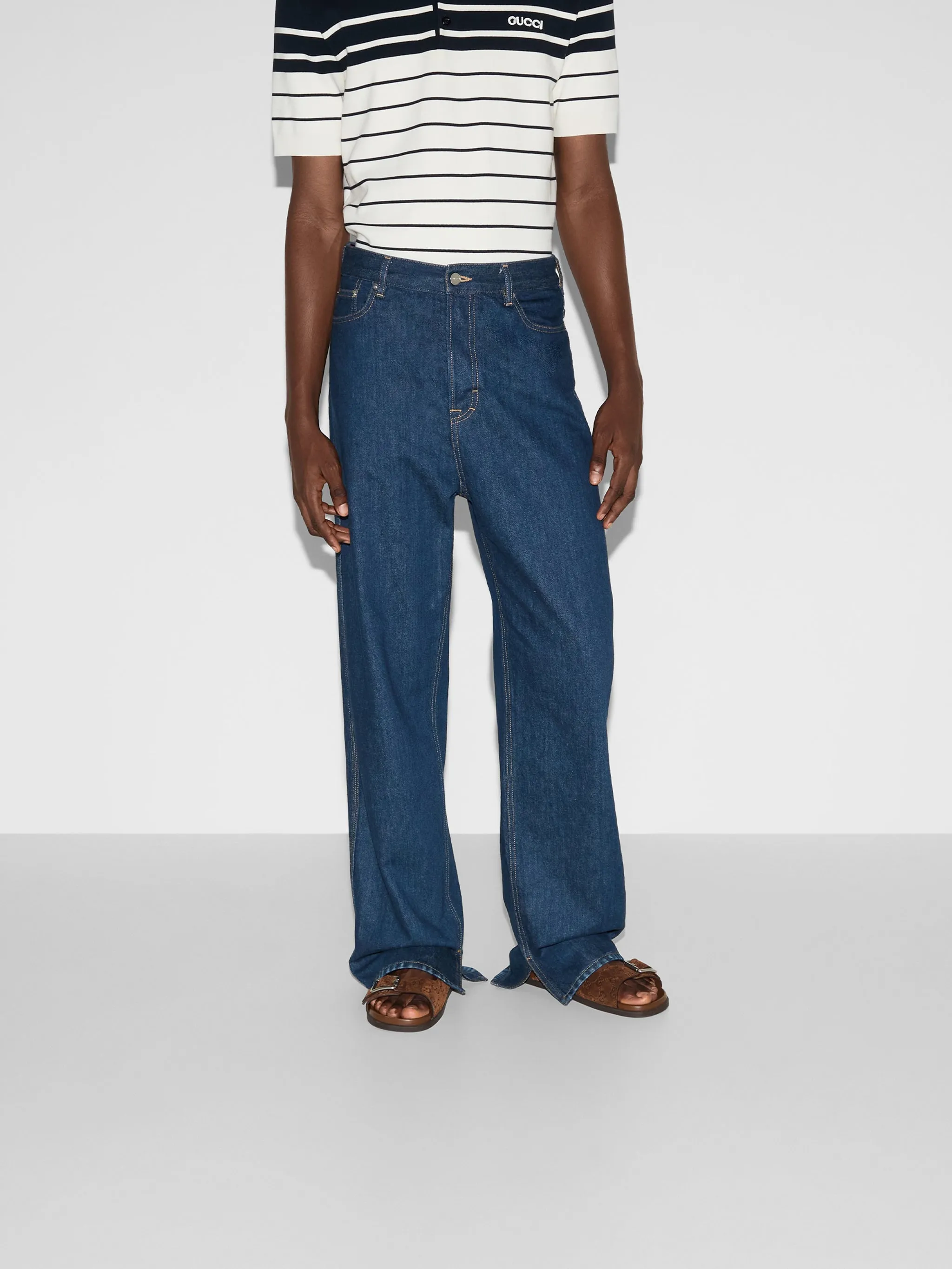 BLUE COTTON DENIM TROUSERS sold by Lord & Taylor product image thumbnail 3