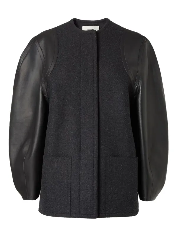 GREY WOOL NAPPA LEATHER COAT sold by Lord & Taylor