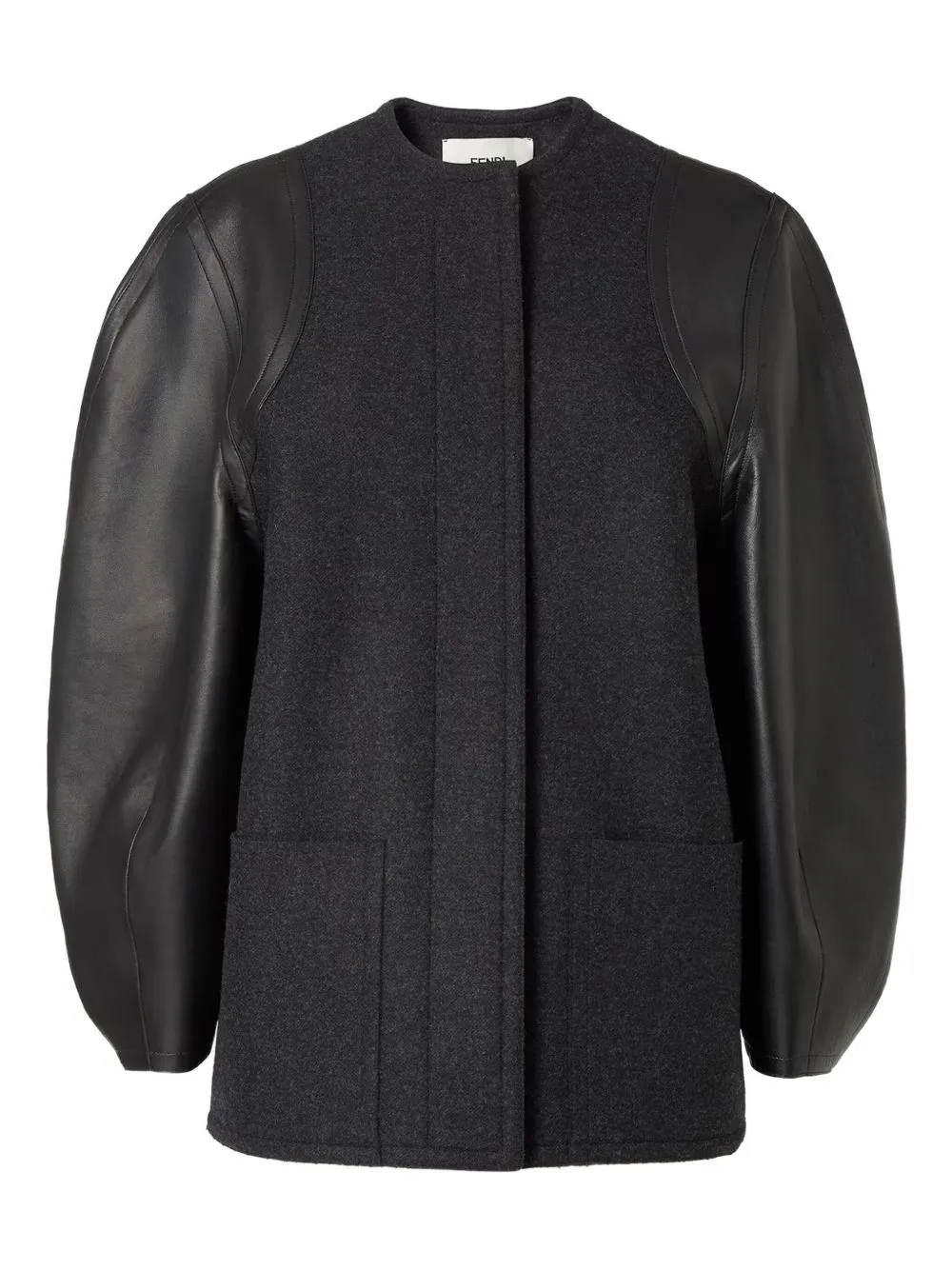 GREY WOOL NAPPA LEATHER COAT sold by Lord & Taylor