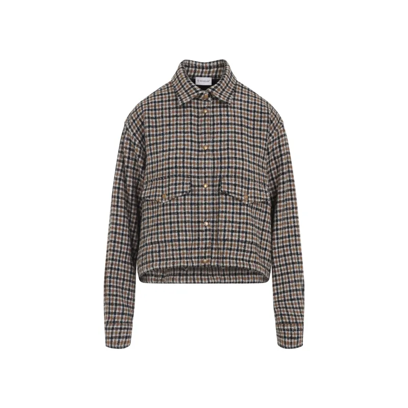 CHECK WOOL BLEND LONG-SLEEVED SHIRT made by Moncler
