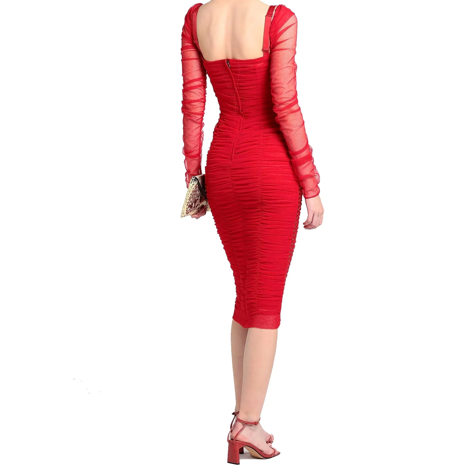 Dolce & Gabbana Silk Ruched Tulle Midi Dress sold by Lord & Taylor product image thumbnail 3