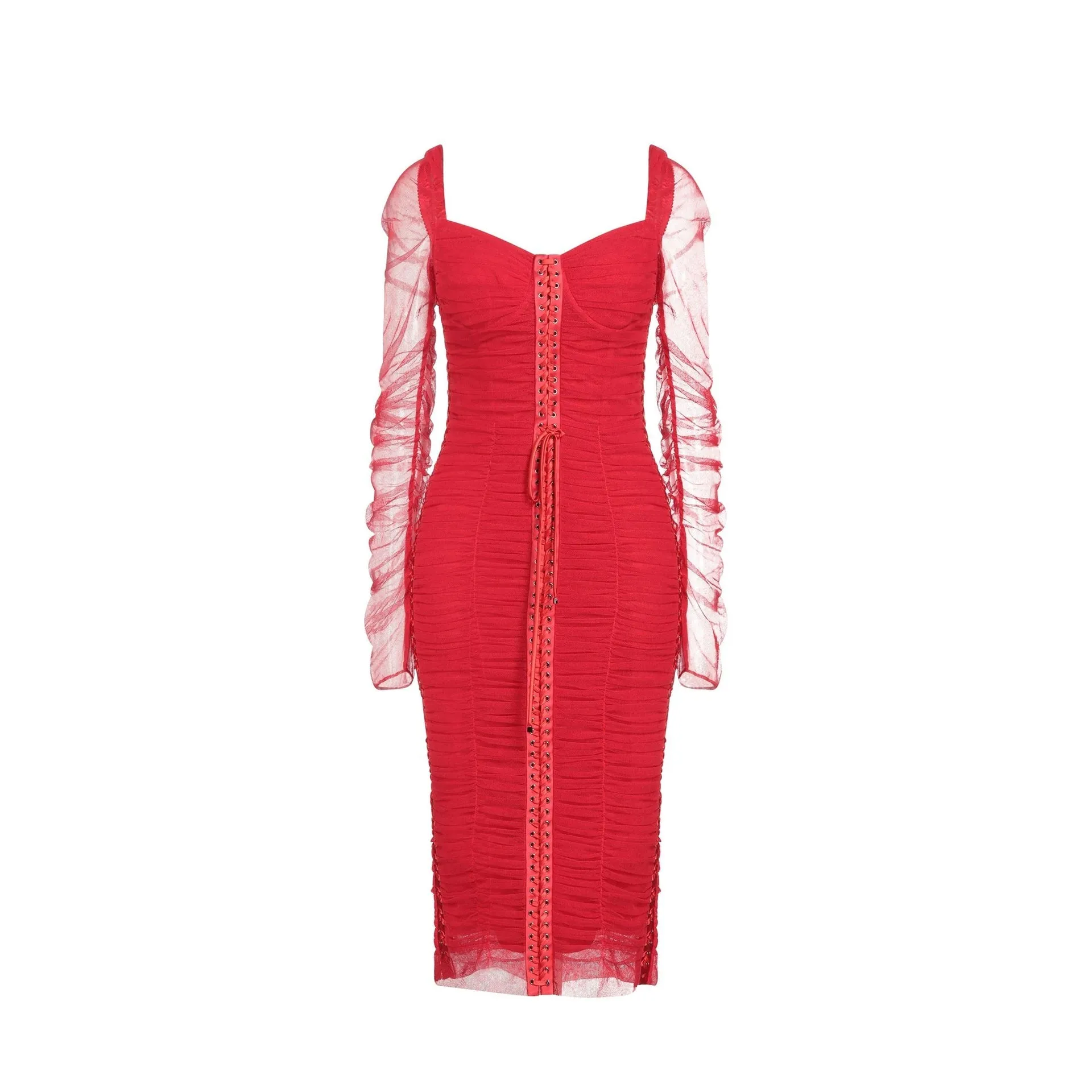 Dolce & Gabbana Silk Ruched Tulle Midi Dress sold by Lord & Taylor