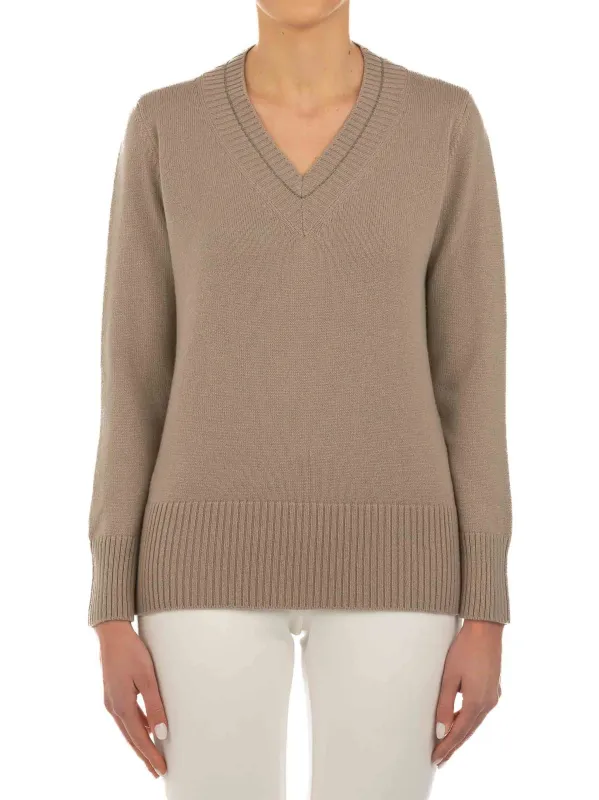 BROWN WOOL SILK PULLOVER sold by Lord & Taylor