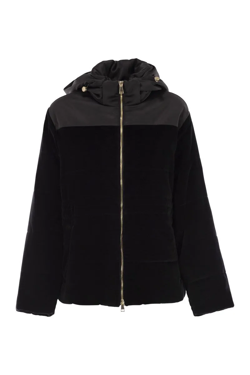 PADDED VELVET JACKET WITH HOOD sold by Lord & Taylor