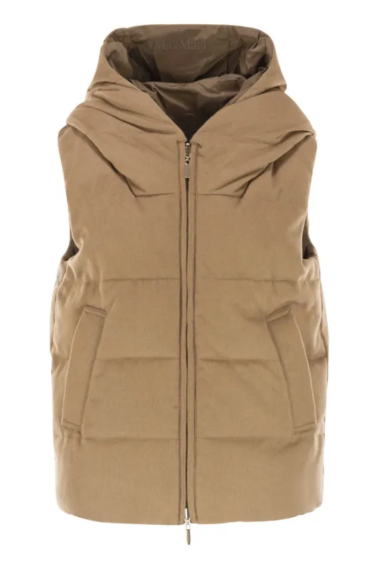 DELFY - REVERSIBLE PADDED WAISTCOAT IN CAMEL AND WATER-REPELLENT TAFFETA sold by Lord & Taylor