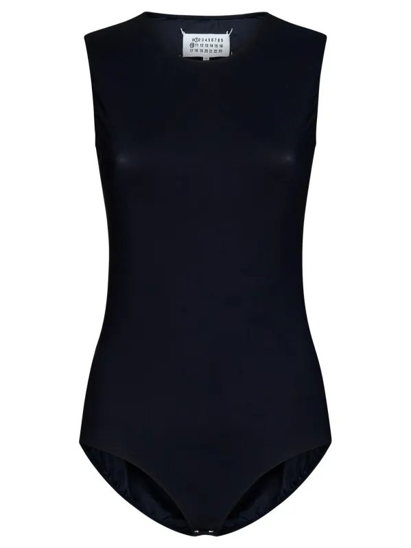 Black Sleeveless Crewneck Bodysuit sold by Lord & Taylor