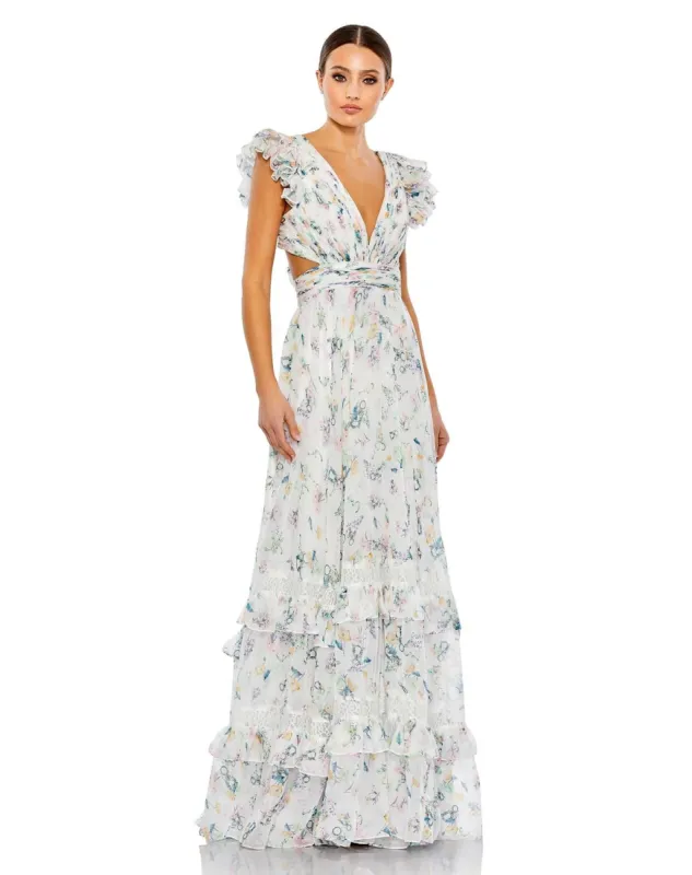 Ruffled Cut Out Flowy Gown sold by Lord & Taylor