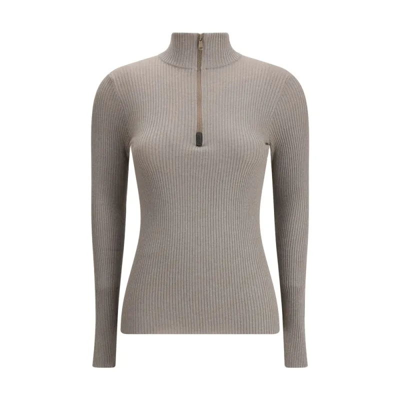 Zipped high neck Top made by Brunello Cucinelli