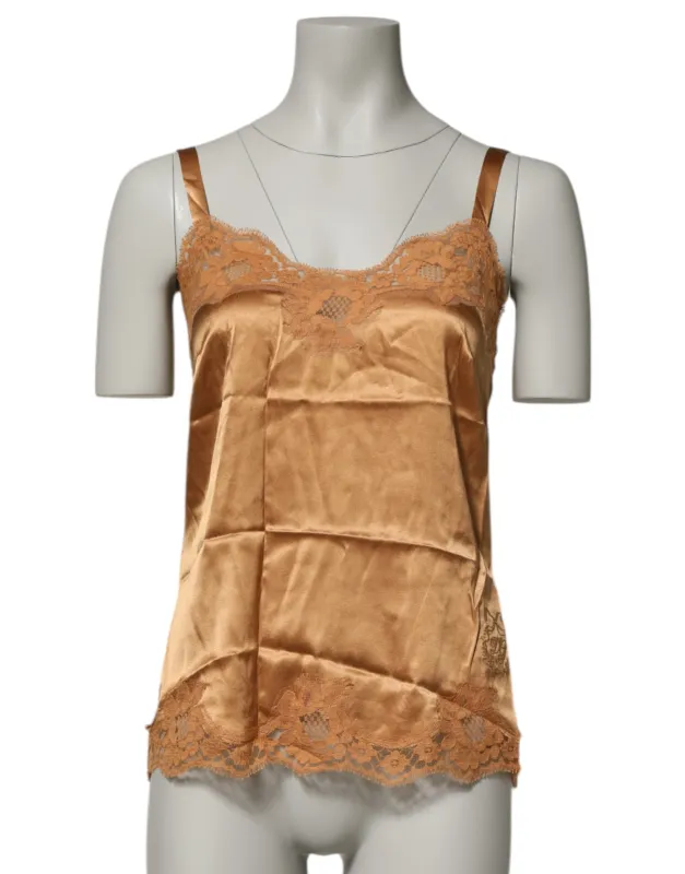 Brown Floral Lace Silk Satin Tank Lingerie Underwear sold by Lord & Taylor