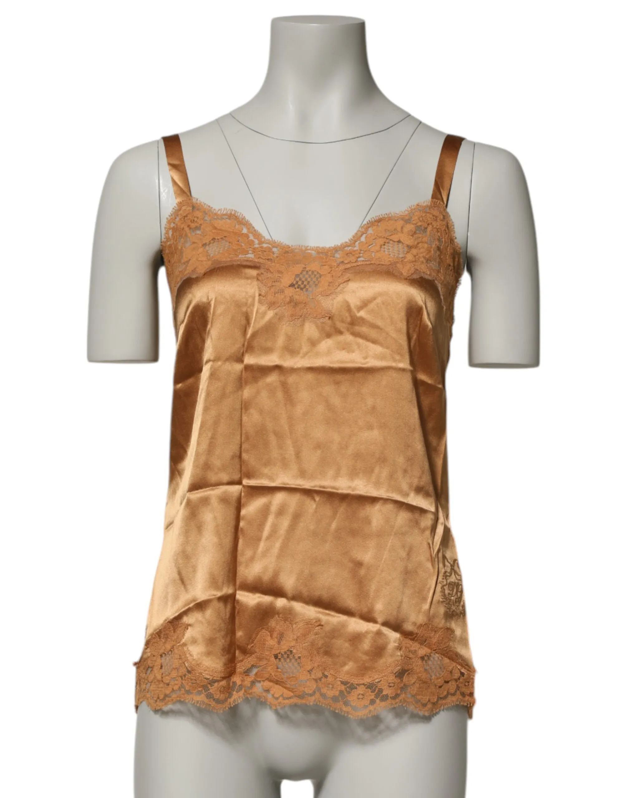 Brown Floral Lace Silk Satin Tank Lingerie Underwear sold by Lord & Taylor product image thumbnail 2