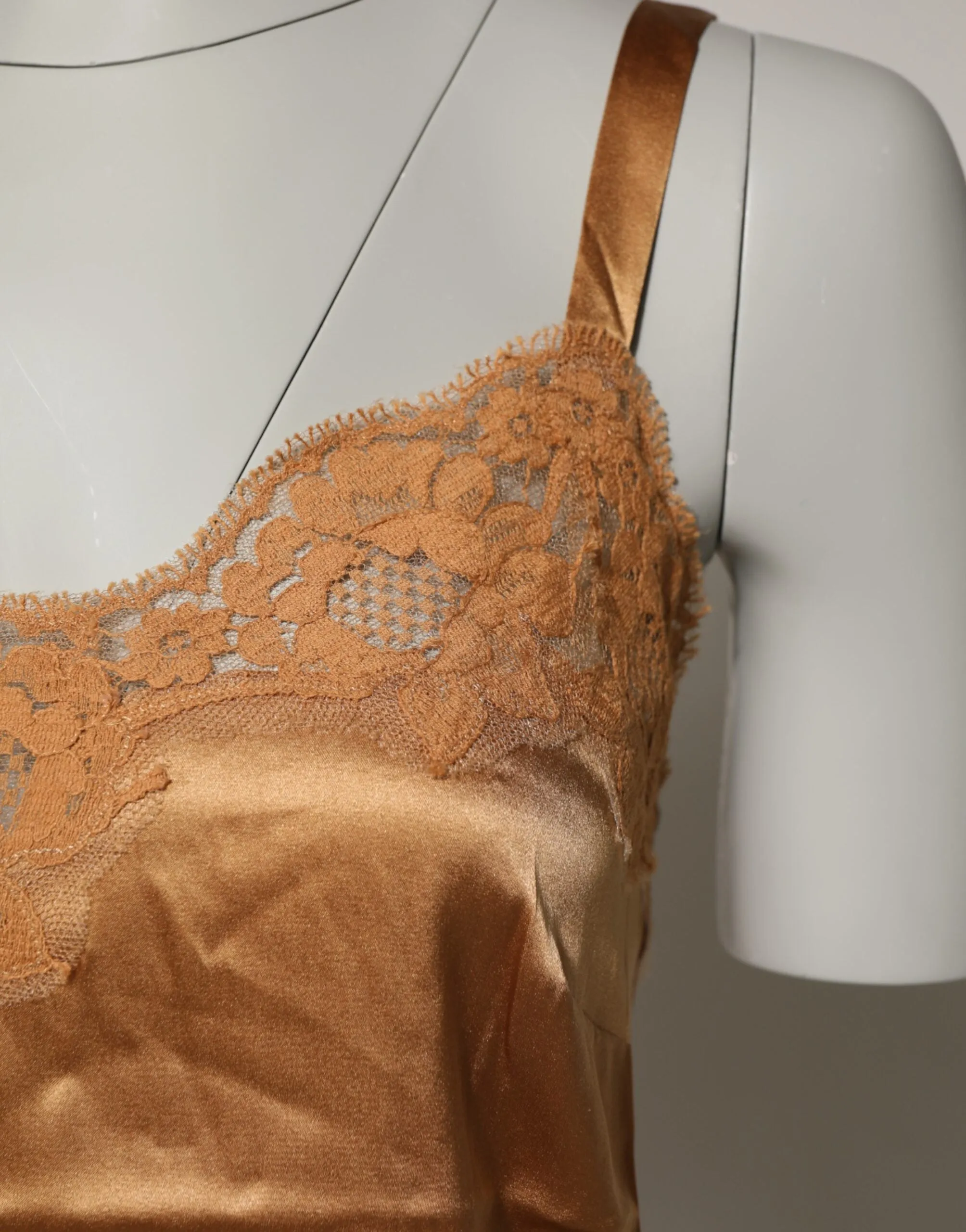 Brown Floral Lace Silk Satin Tank Lingerie Underwear sold by Lord & Taylor product image thumbnail 3