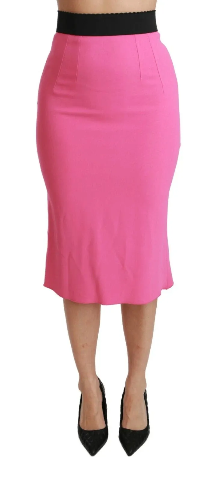 Pink High Waist Pencil Cut Midi Skirt sold by Lord & Taylor