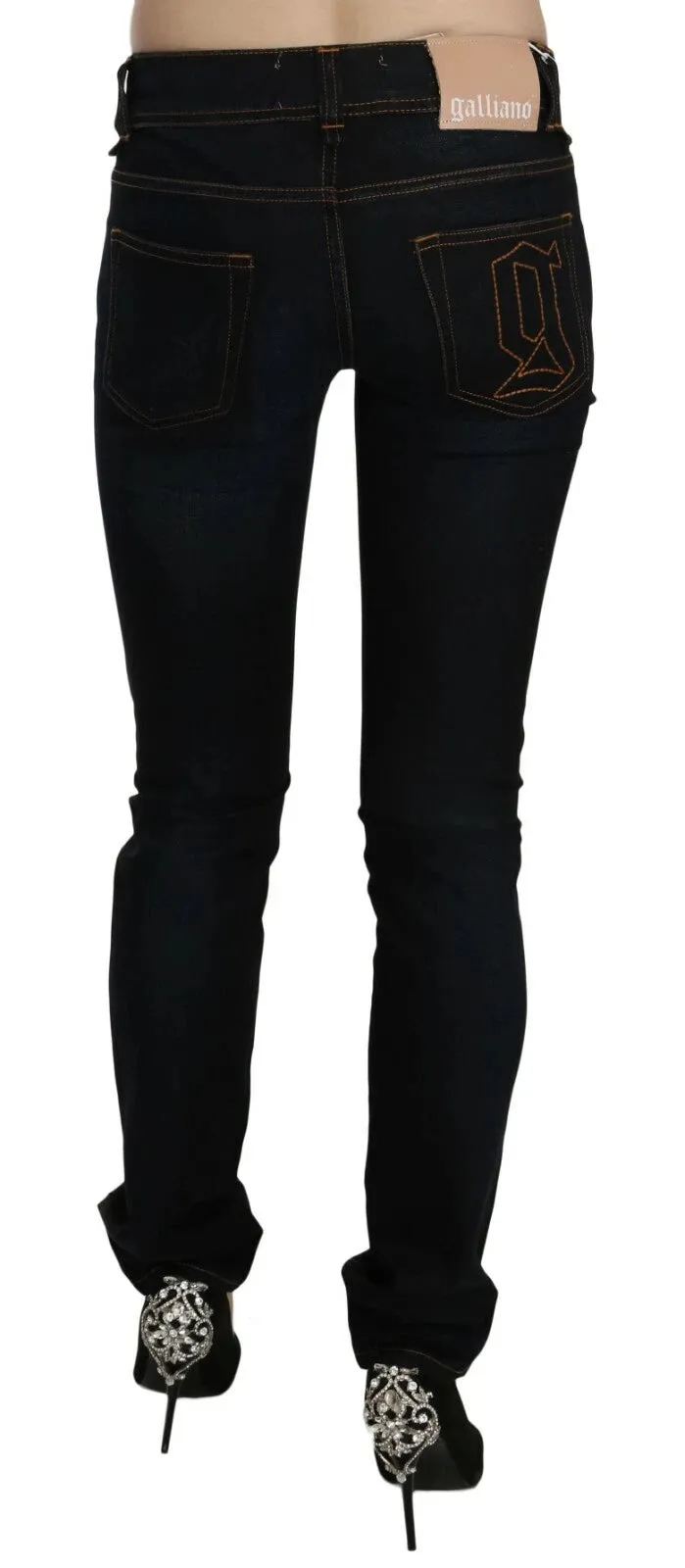 Dark Blue Mid Waist Slim Fit Denim Casual Pants Jeans sold by Lord & Taylor product image thumbnail 5