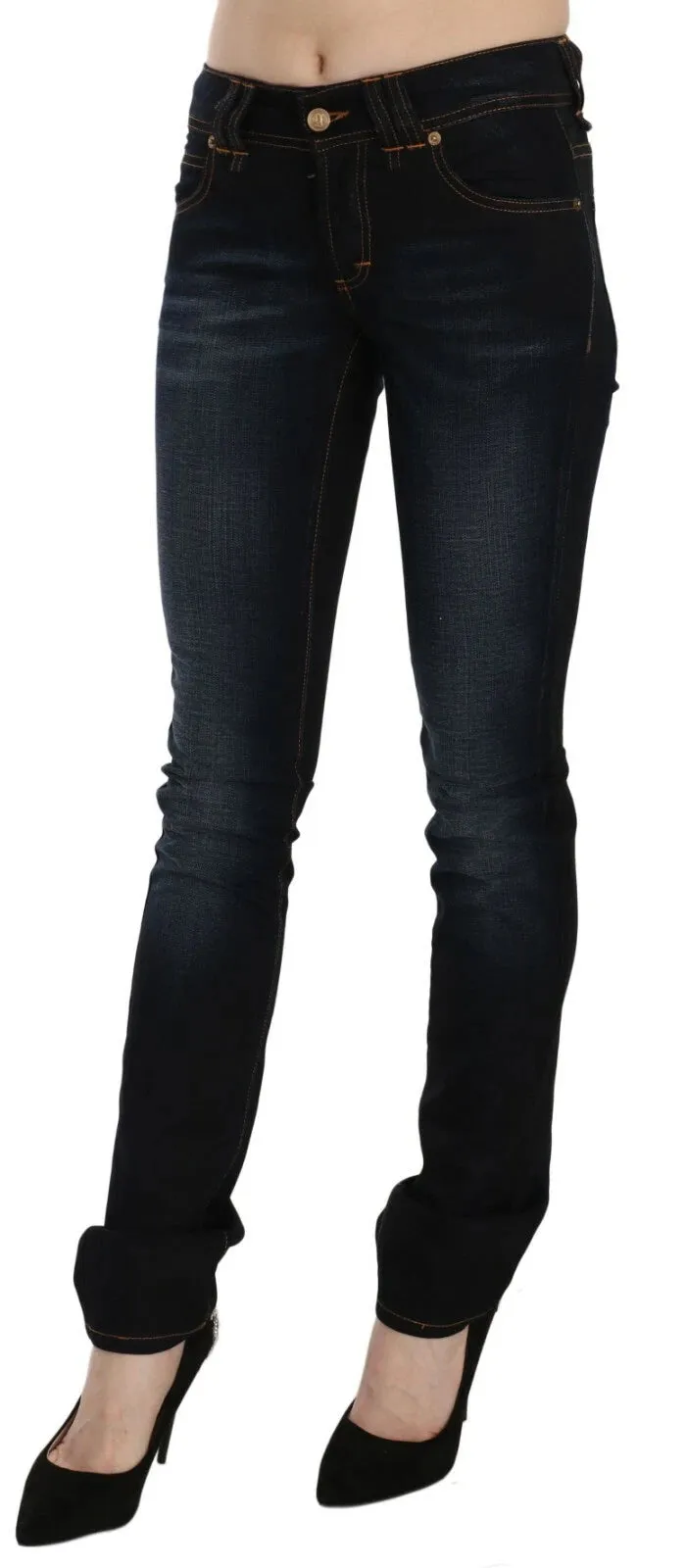 Dark Blue Mid Waist Slim Fit Denim Casual Pants Jeans sold by Lord & Taylor product image thumbnail 4