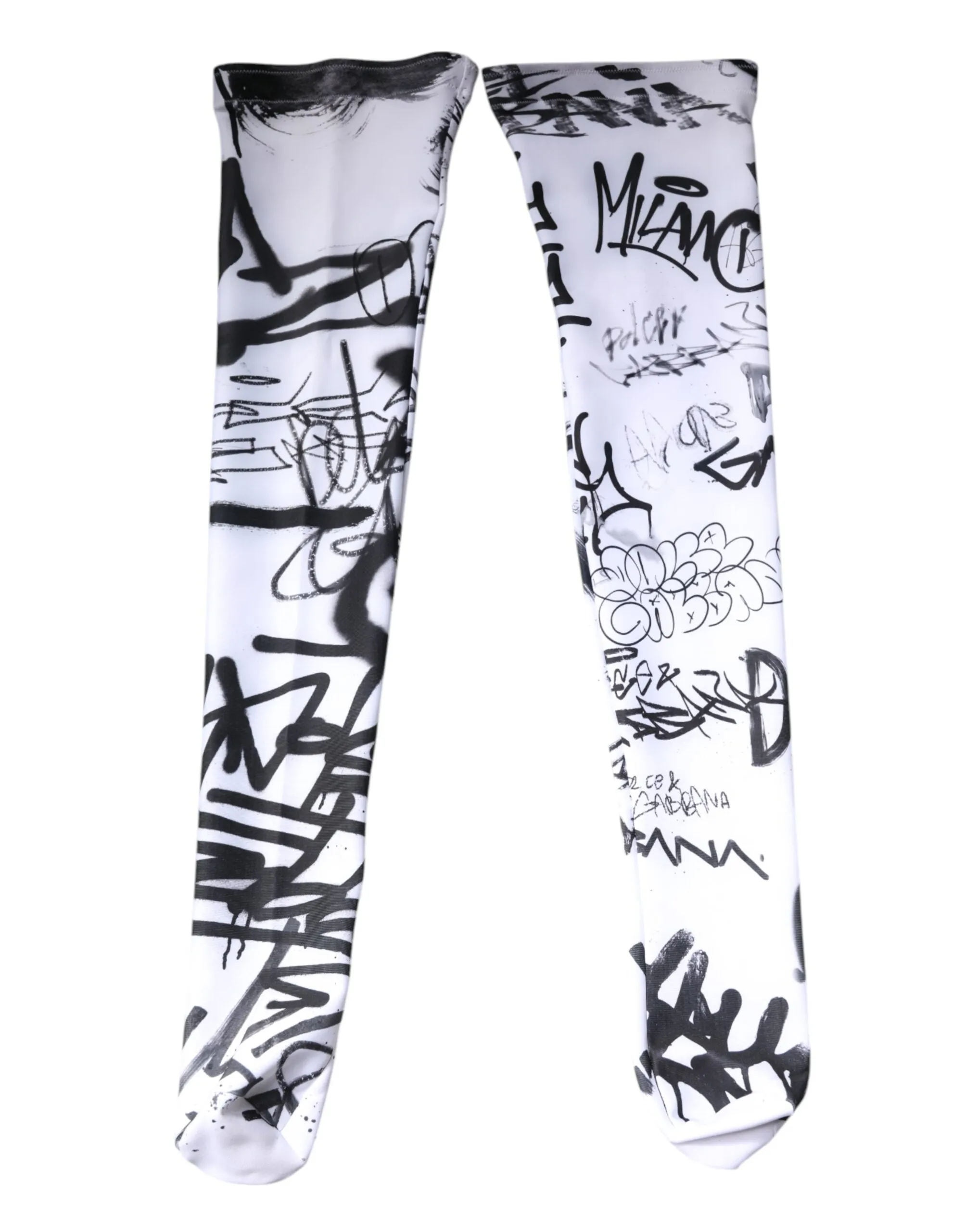 White Graffiti Cotton Over Calf Stockings Socks sold by Lord & Taylor