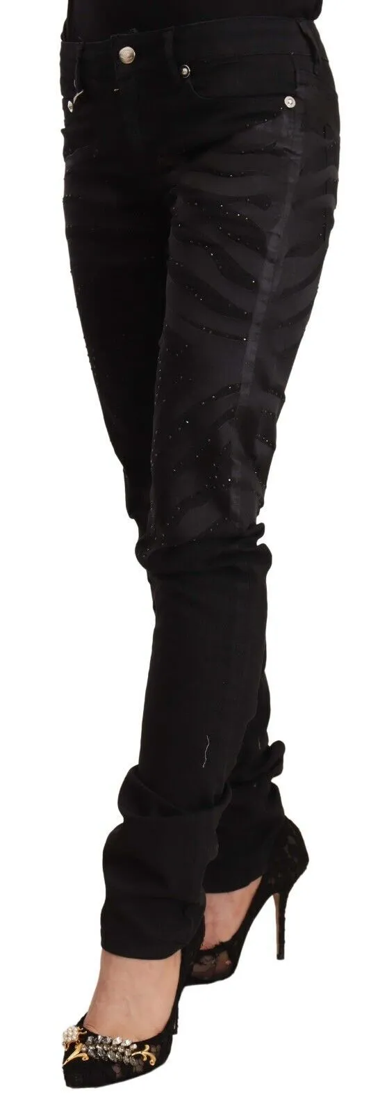 Black Mid Waist Embellished Skinny Jeans sold by Lord & Taylor product image thumbnail 2