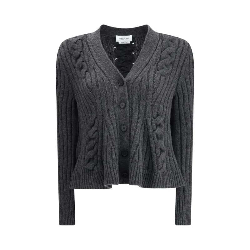 Peplum Cable Cardigan made by Alexander McQueen