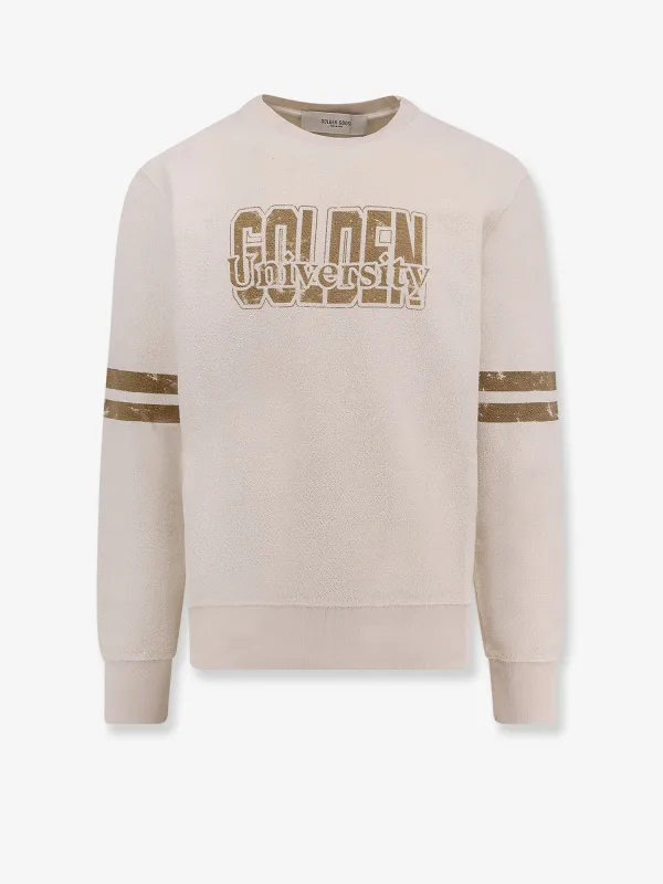 Cotton Sweatshirt with Logo Print made by Golden Goose