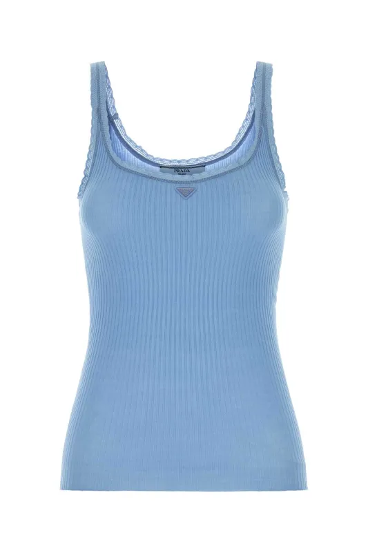 LIGHT BLUE COTTON TANK TOP sold by Lord & Taylor
