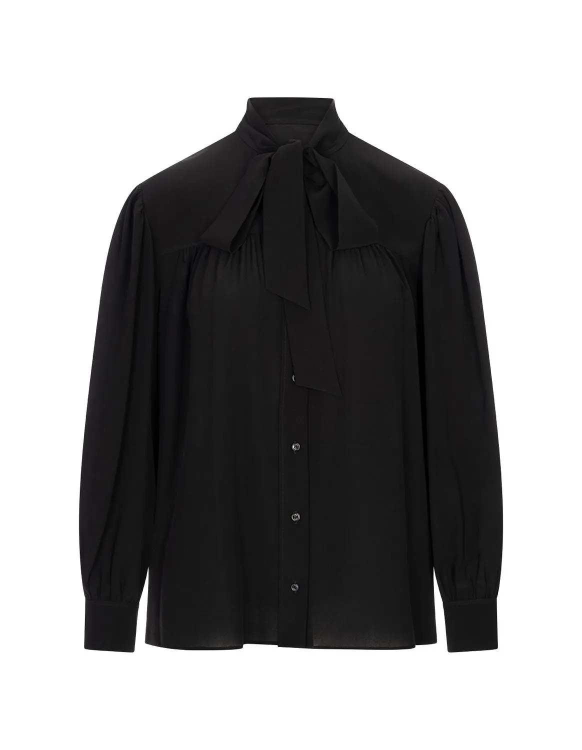 BLACK SILK CREPE DE CHINE MAXI BLOUSE sold by Lord & Taylor
