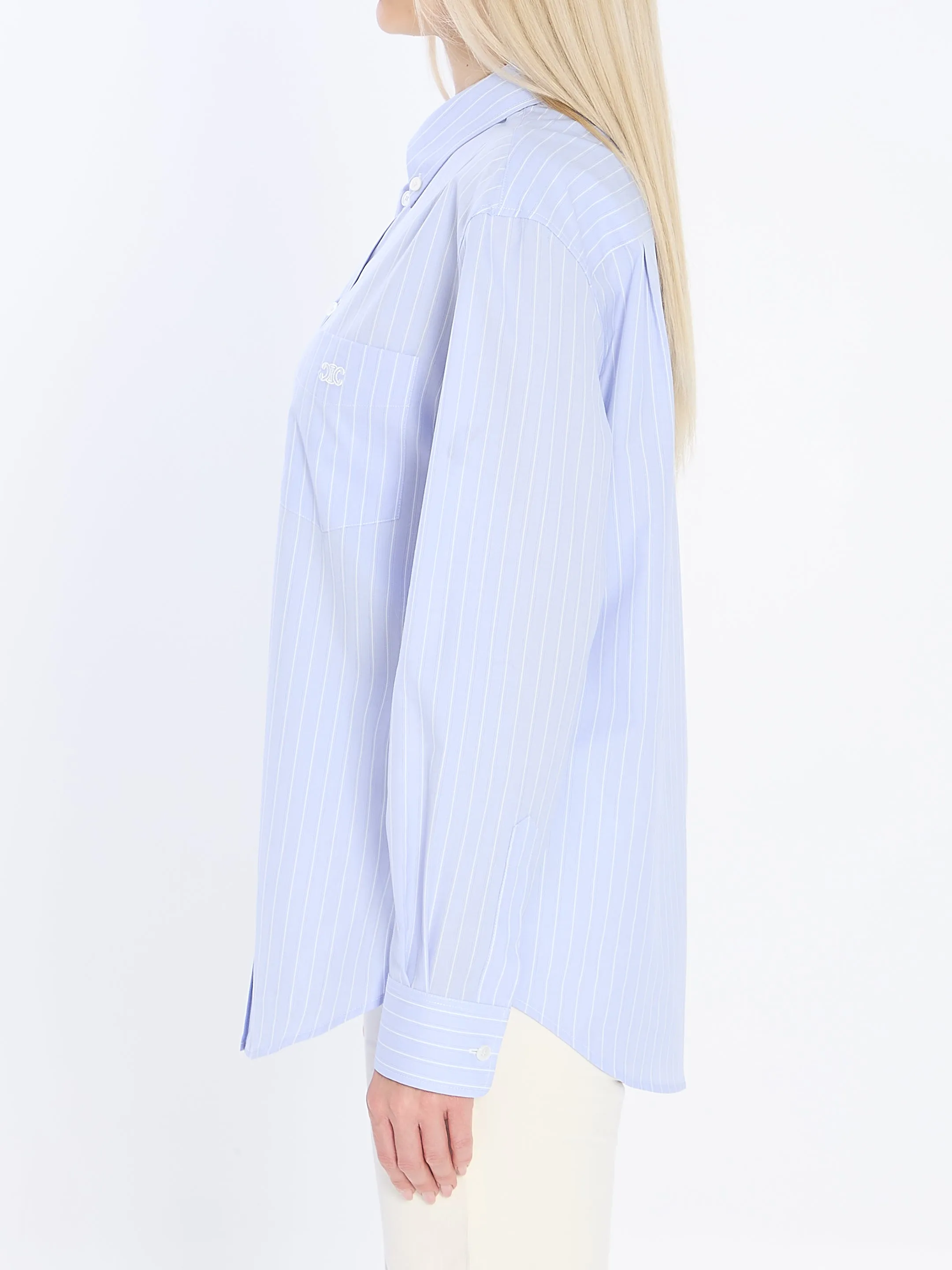LOOSE-FITTING STRIPED COTTON POPLIN SHIRT sold by Lord & Taylor product image thumbnail 3