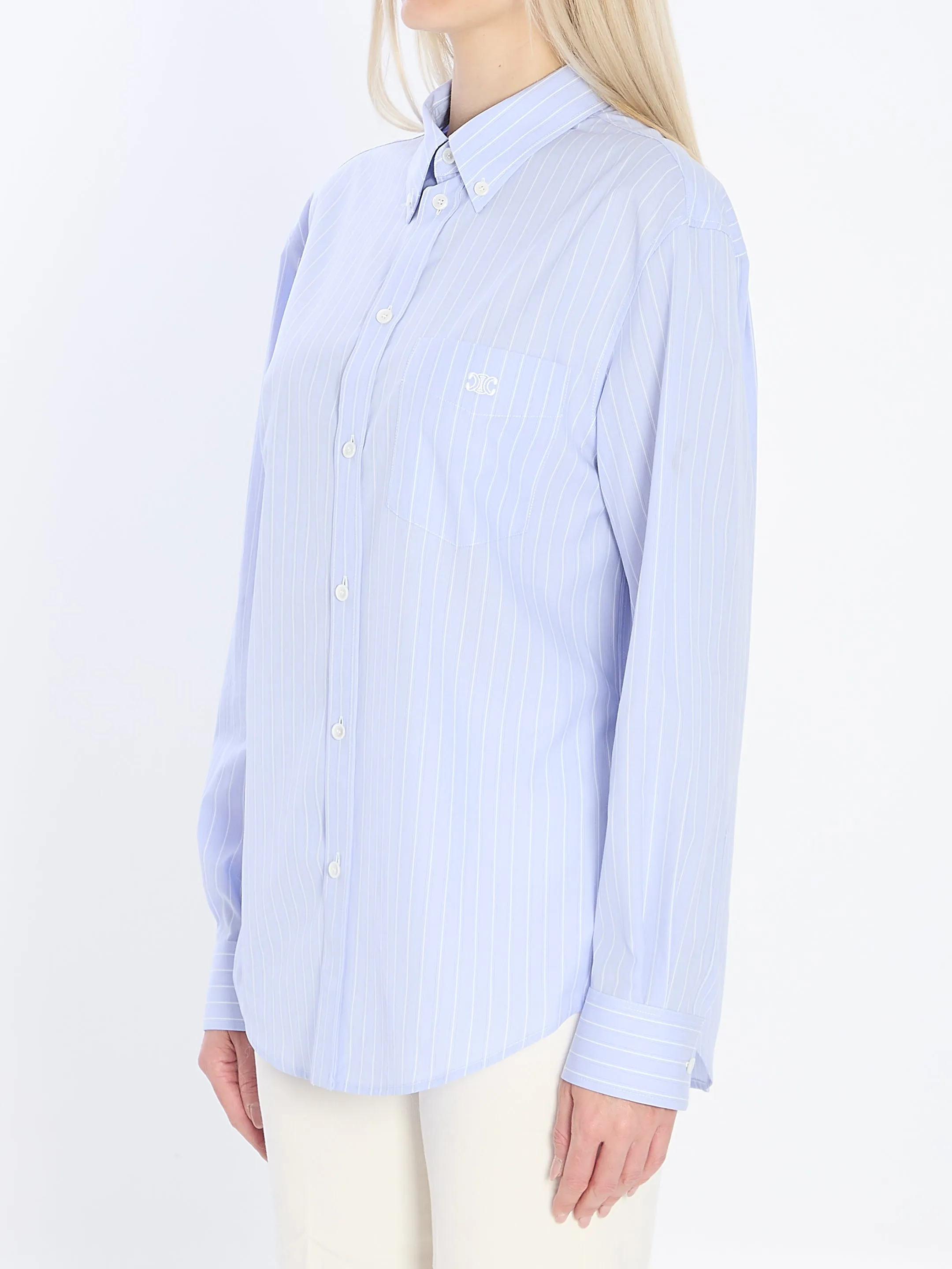 LOOSE-FITTING STRIPED COTTON POPLIN SHIRT sold by Lord & Taylor product image thumbnail 2