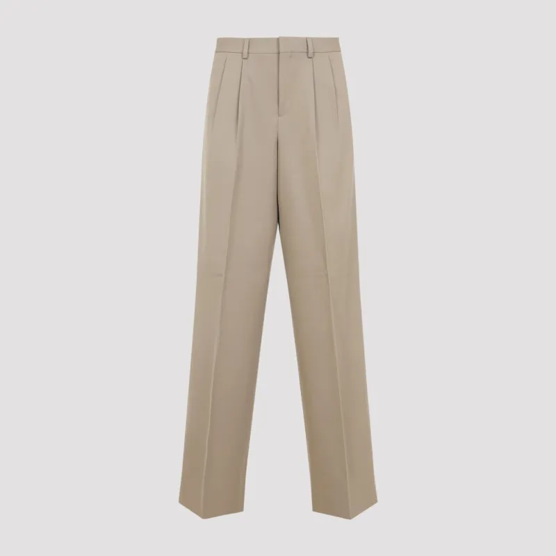 BEIGE PLEATED COTTON AND WOOL PANTS sold by Lord & Taylor
