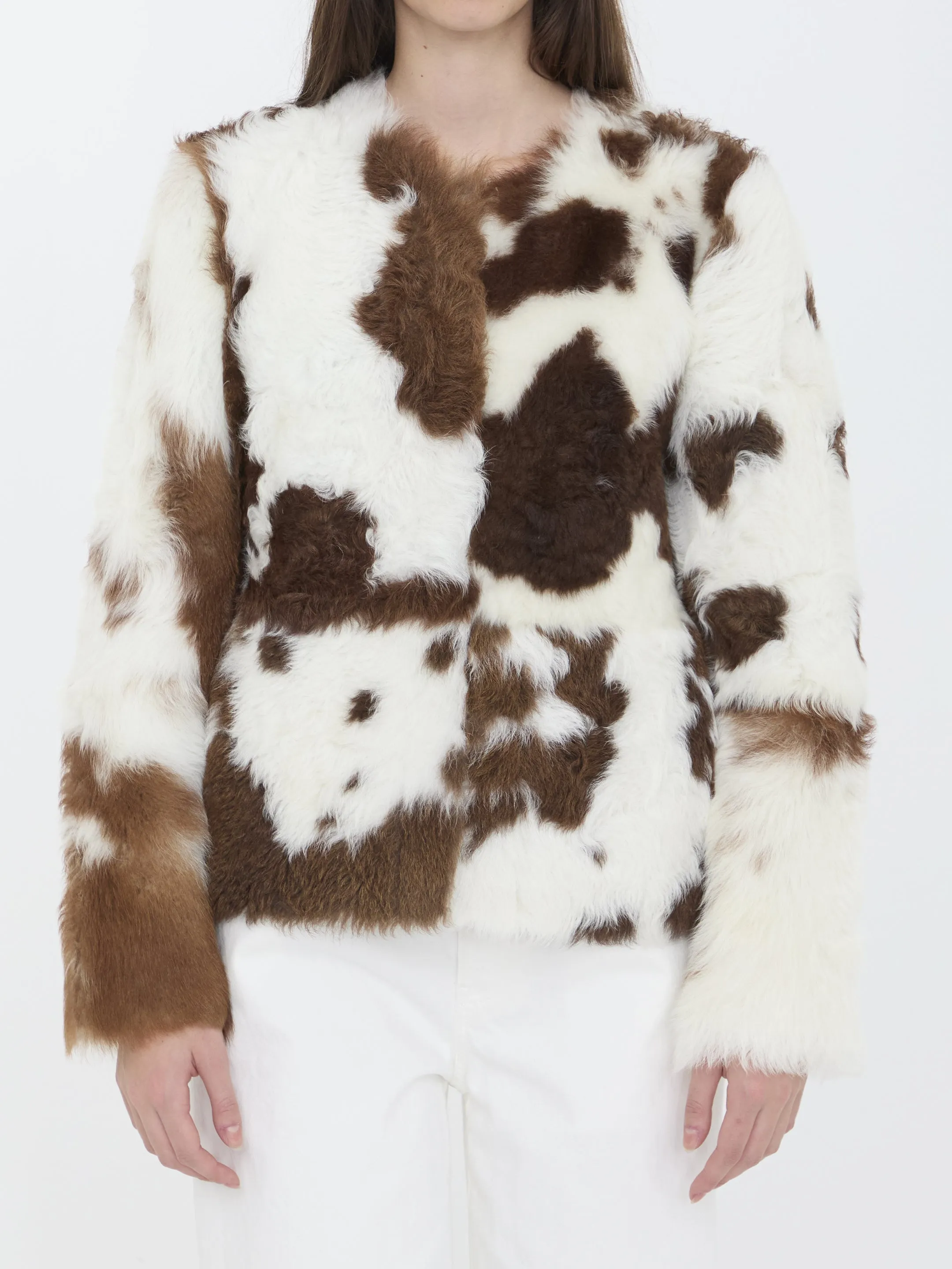 THE HYPNOTIC SPOT SHEARLING JACKET sold by Lord & Taylor