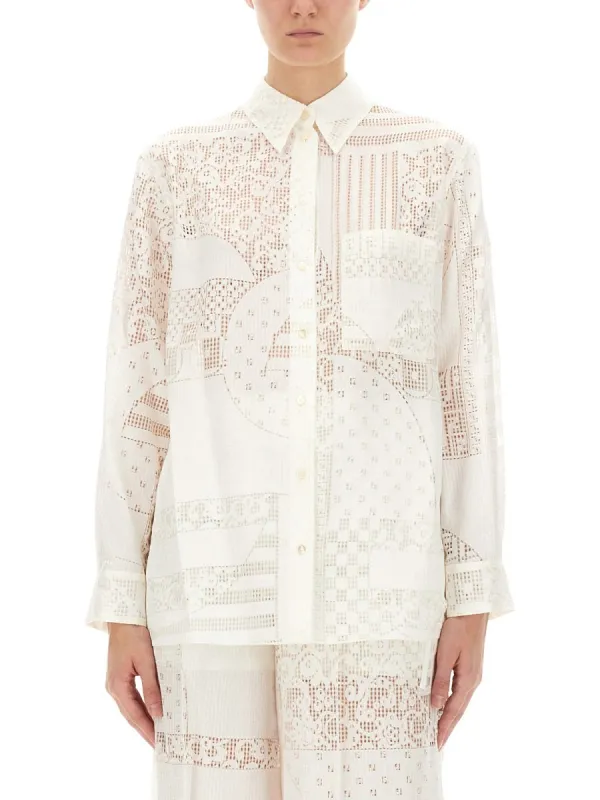 WHITE VISCOSE BLEND SHIRT sold by Lord & Taylor