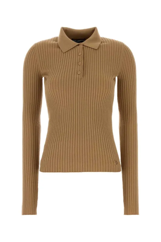 CAMEL STRETCH WOOL BLEND POLO SHIRT sold by Lord & Taylor