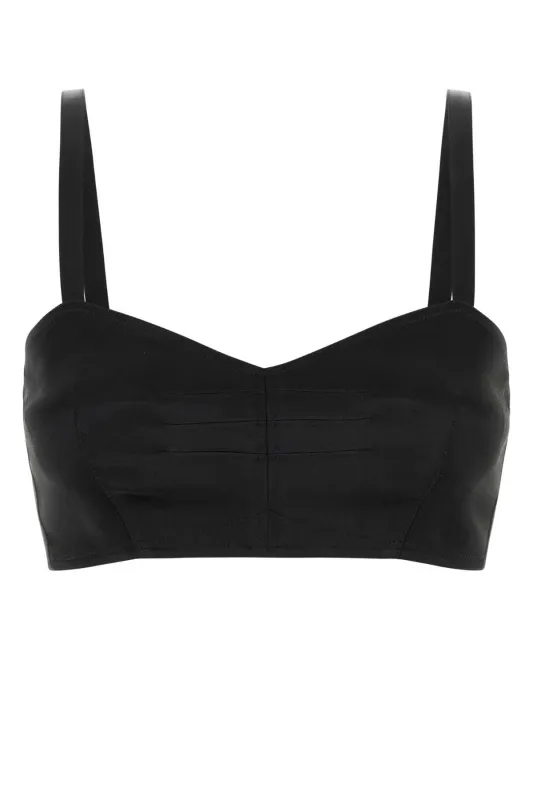BLACK SATIN CROP-TOP made by Prada