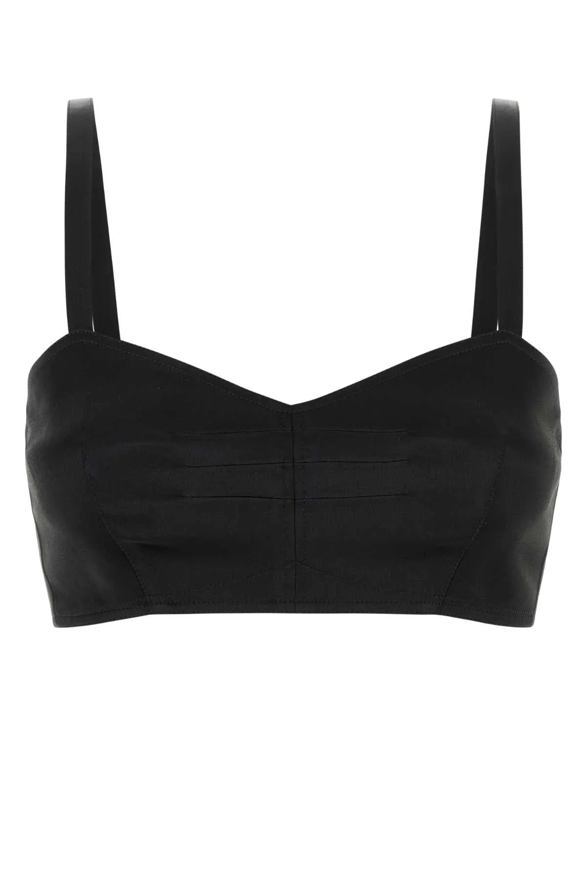 BLACK SATIN CROP-TOP sold by Lord & Taylor