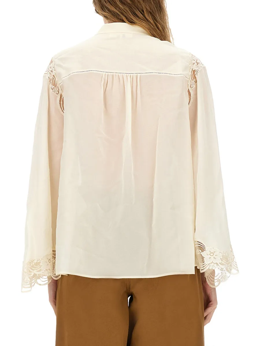 FLUID SILK GEORGETTE AND LACE BLOUSE sold by Lord & Taylor product image thumbnail 3