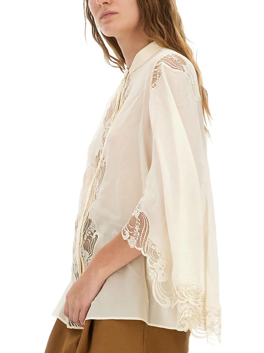 FLUID SILK GEORGETTE AND LACE BLOUSE sold by Lord & Taylor product image thumbnail 4