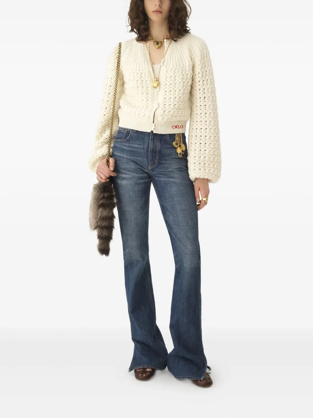 WOOL AND CASHMERE KNIT ROUND-NECK CARDIGAN sold by Lord & Taylor product image thumbnail 3