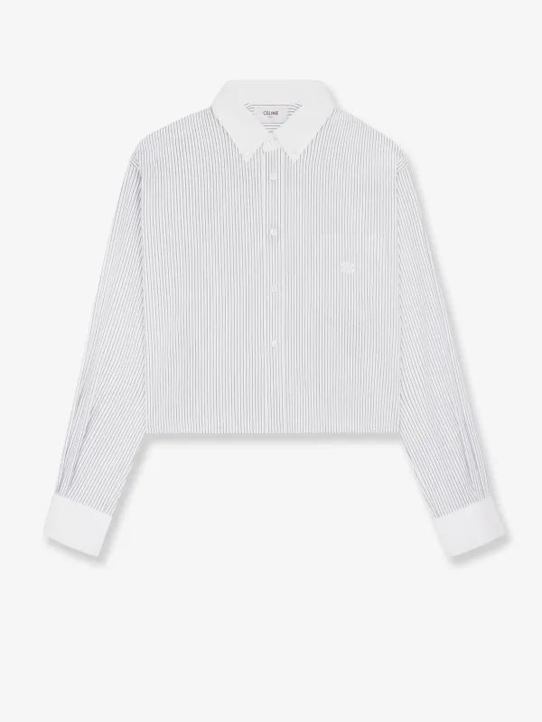 Cropped Cotton Shirt with Striped Motif sold by Lord & Taylor