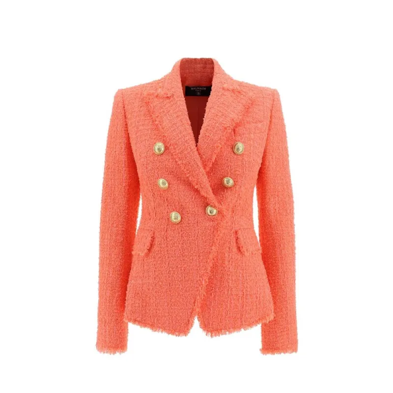Orange Cotton Blazer made by Balmain