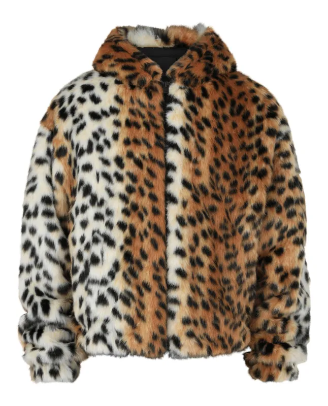 Cropped Hooded Bomber Jacket In Faux Fur sold by Lord & Taylor