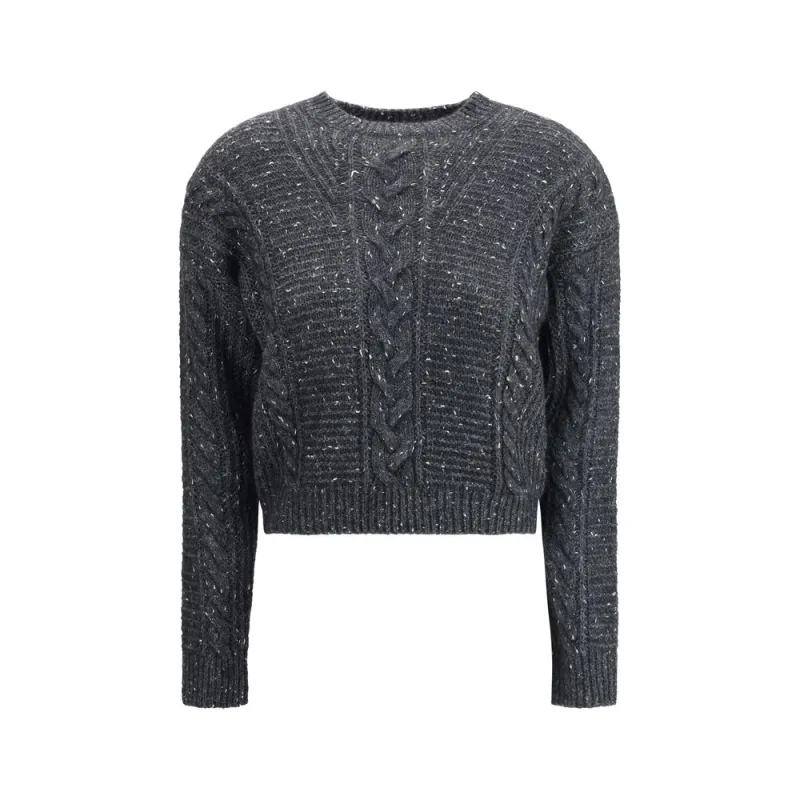 cropped boxy Sweater in alpaca-blend yarn interwoven with metallic fibers sold by Lord & Taylor
