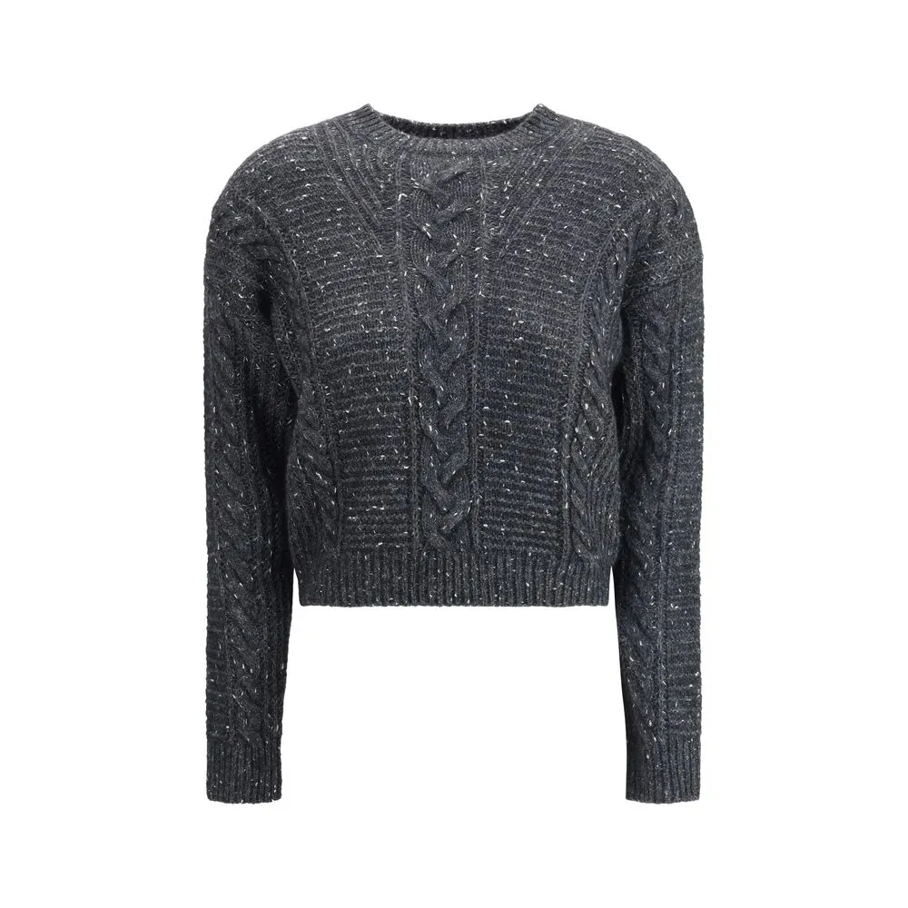 cropped boxy Sweater in alpaca-blend yarn interwoven with metallic fibers sold by Lord & Taylor