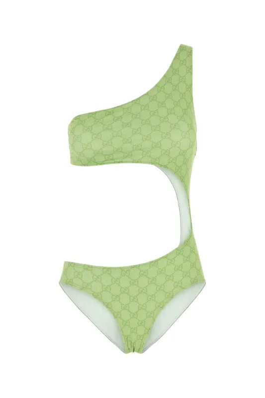 LIGHT GREEN STRETCH POLYESTER SWIMSUIT made by Gucci